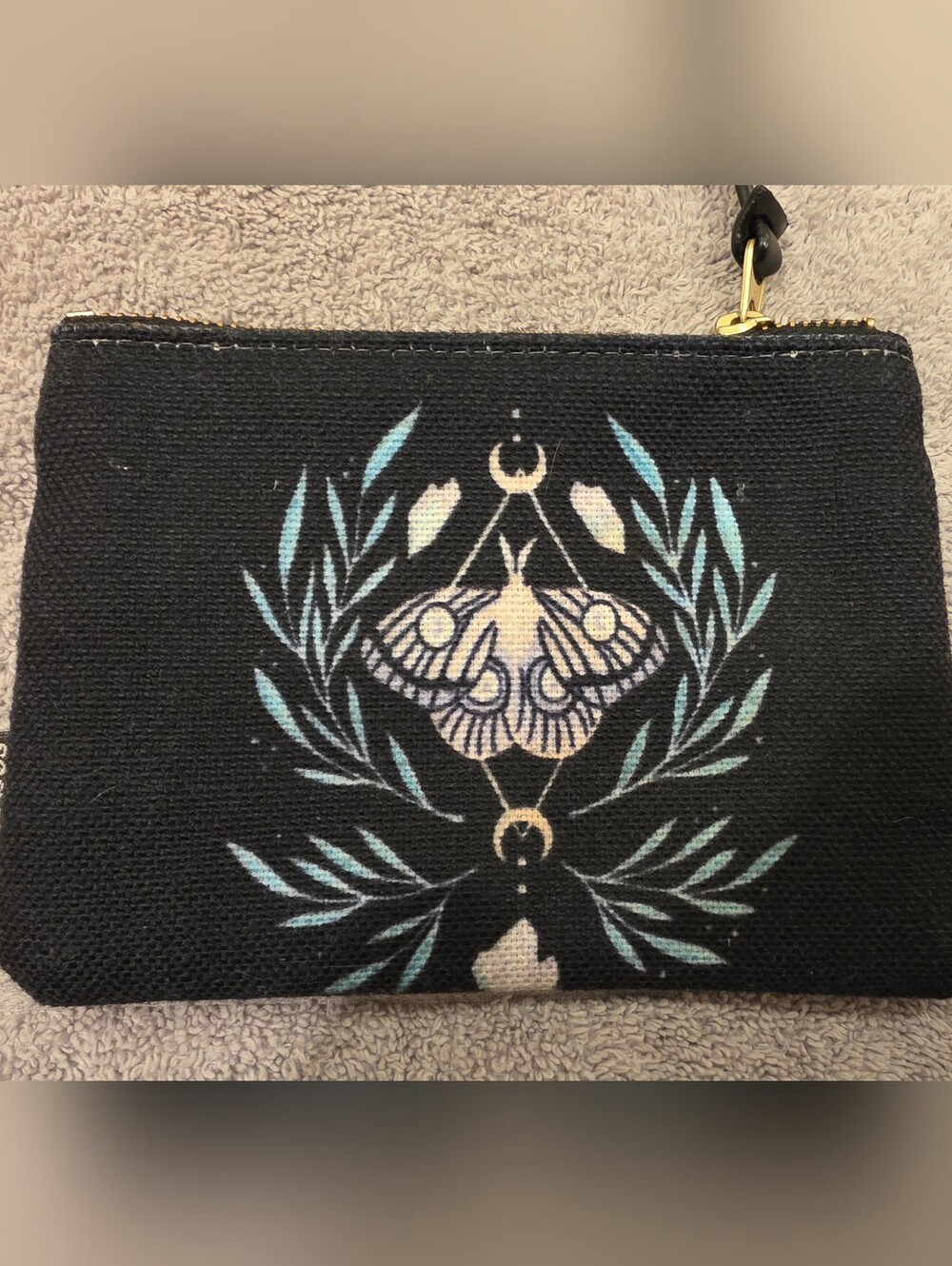 Society6 Black Floral Canvas Small Zip Pouch - Lightweight Women's Bag